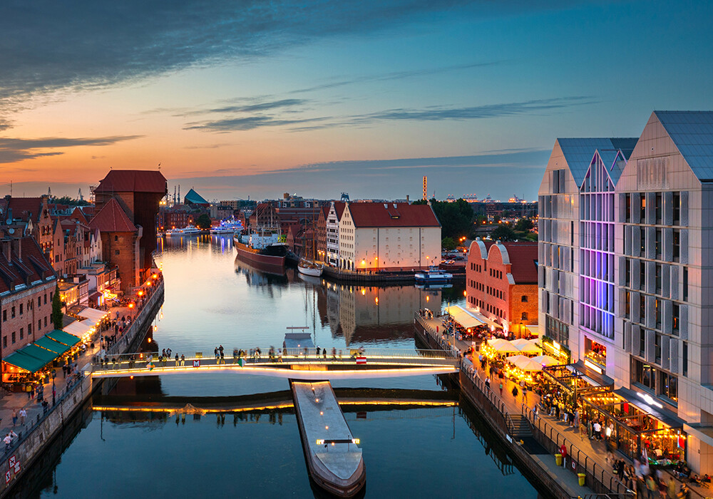 Panorama of Gdańsk on the River Motława
