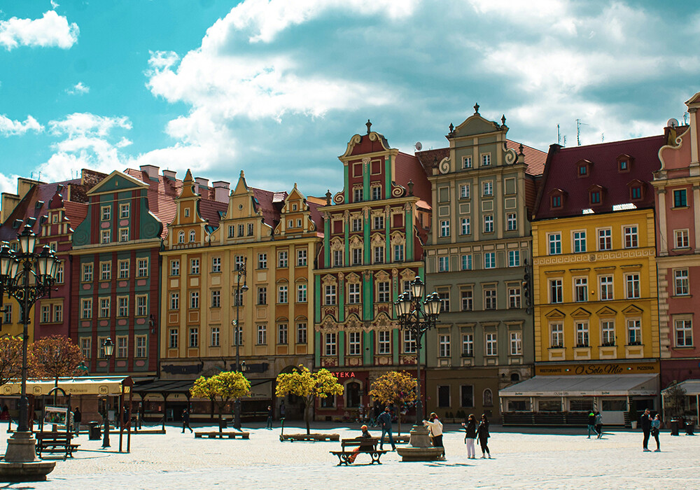 Historic townhouses , The Market Square in Wrocław
