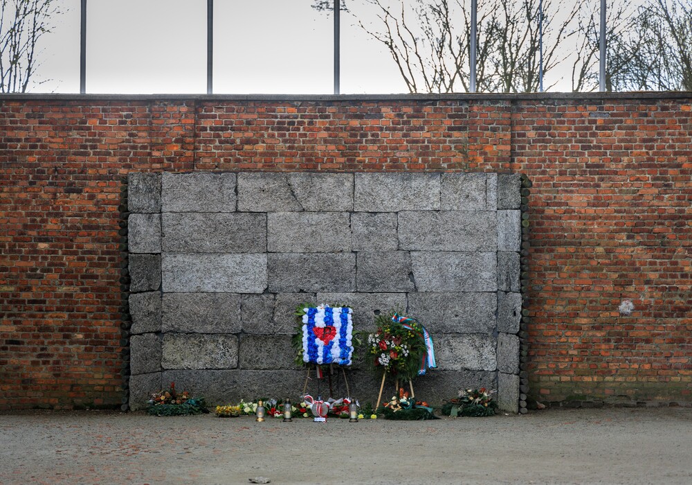 Execution wall at the German Auschwitz-Birkenau concentration camp