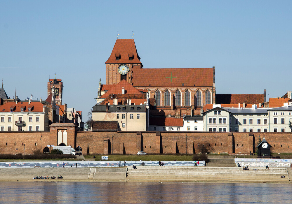 A panoramic view of Toruń from the Vistula River
